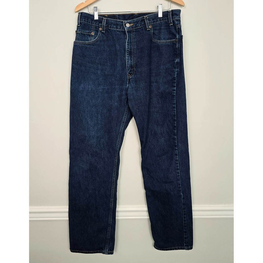 Vtg 2002 Levis Mens Straight Leg Denim Jeans Sz 36x32 Blue Heritage Classic Y2K - Picture 1 of 9